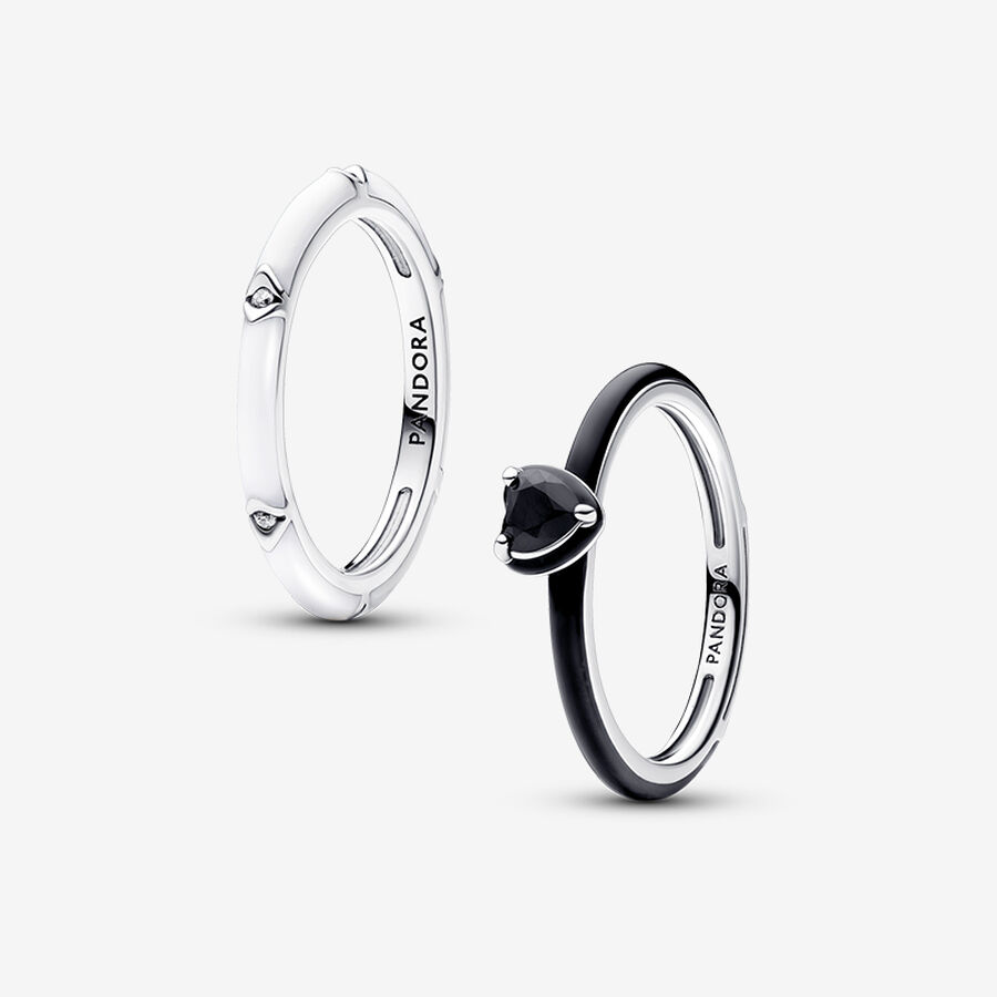 Zestaw prezentowy Biały i czarny pierścionek Pandora ME z czakrą serca image number 0